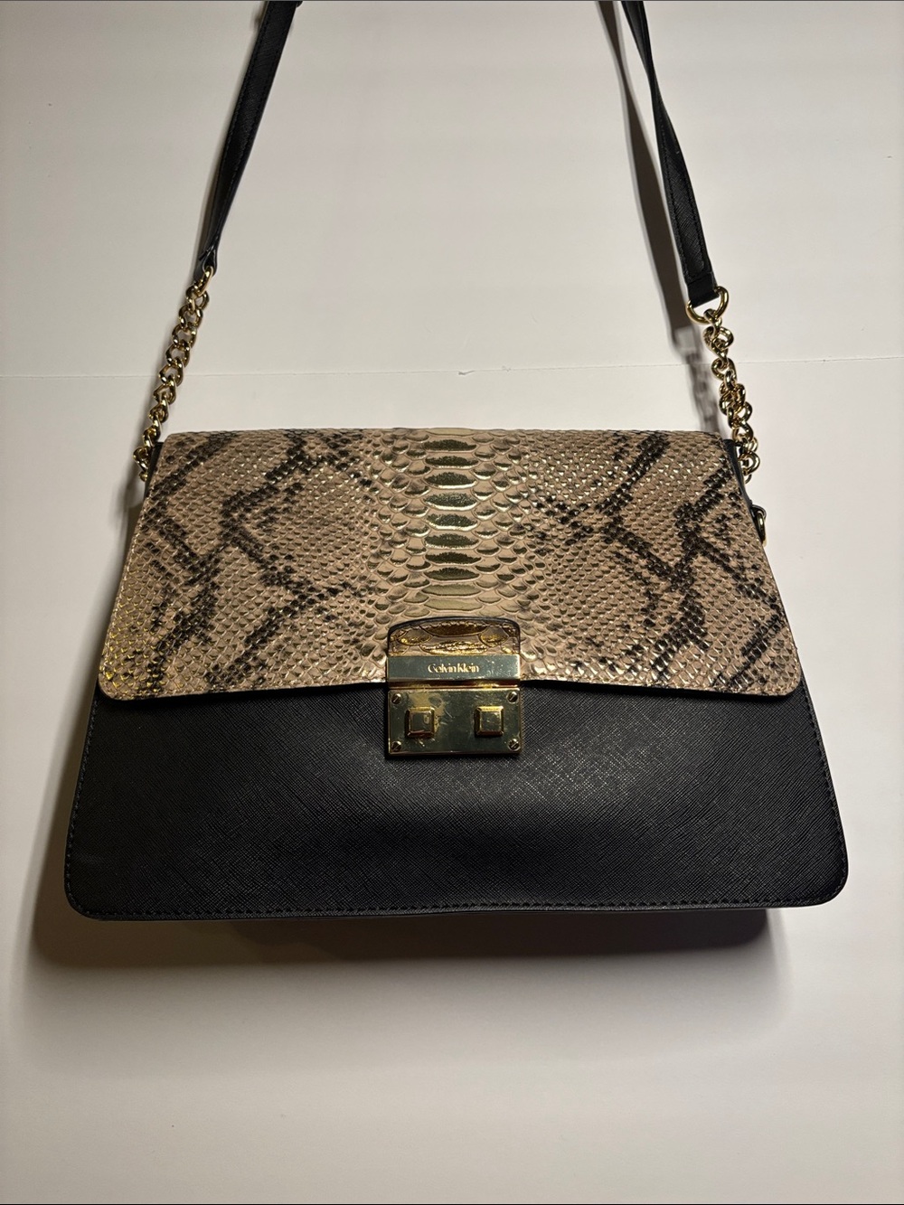 Calvin Klein Python Print Black Crossbody Bag